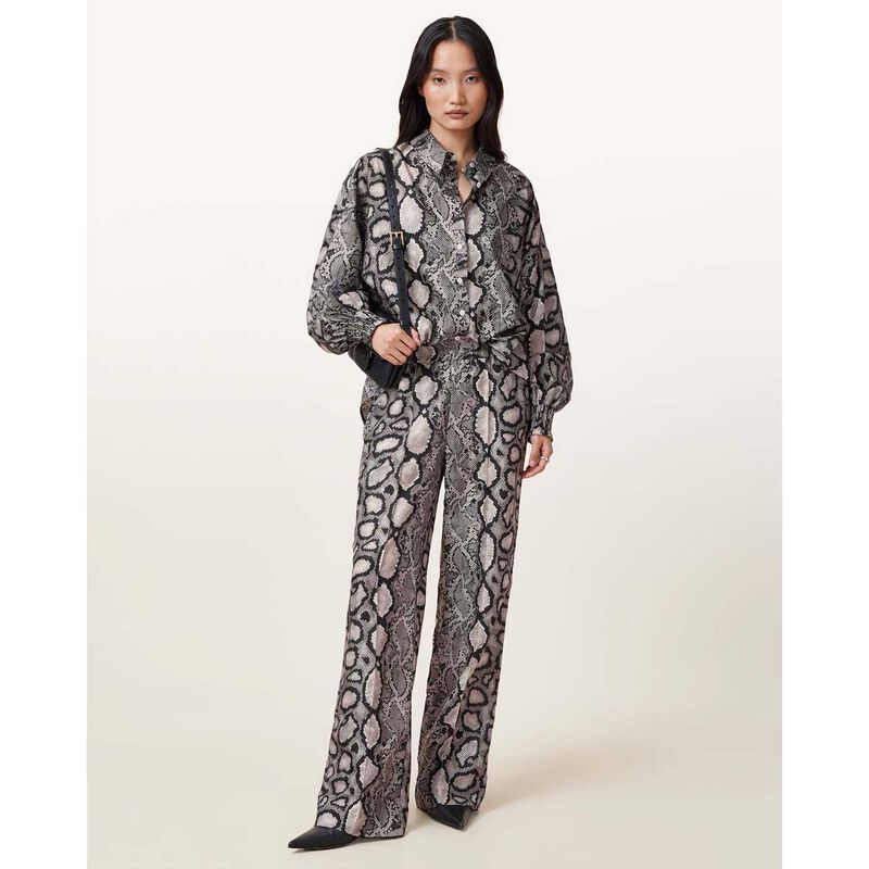 AllSaints Charli Wide Leg Snake Print Trousers image number 3